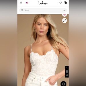 Lulu's White Lace Floral Bodysuit
